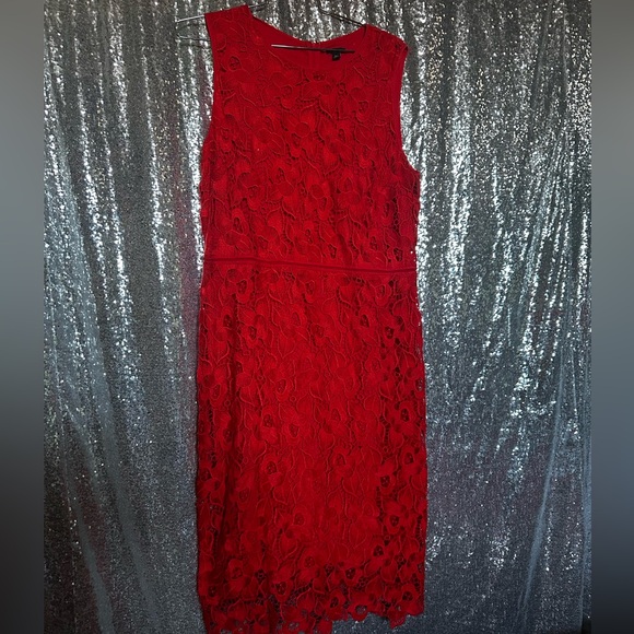 ANN TAYLOR WOMEN Red Lace Dress Size 18 - Picture 7 of 11